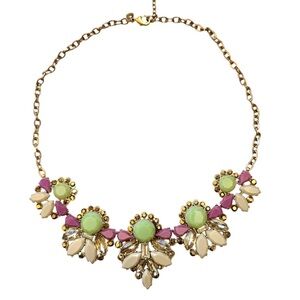 J. Crew Greeb and Purple Floral Necklace